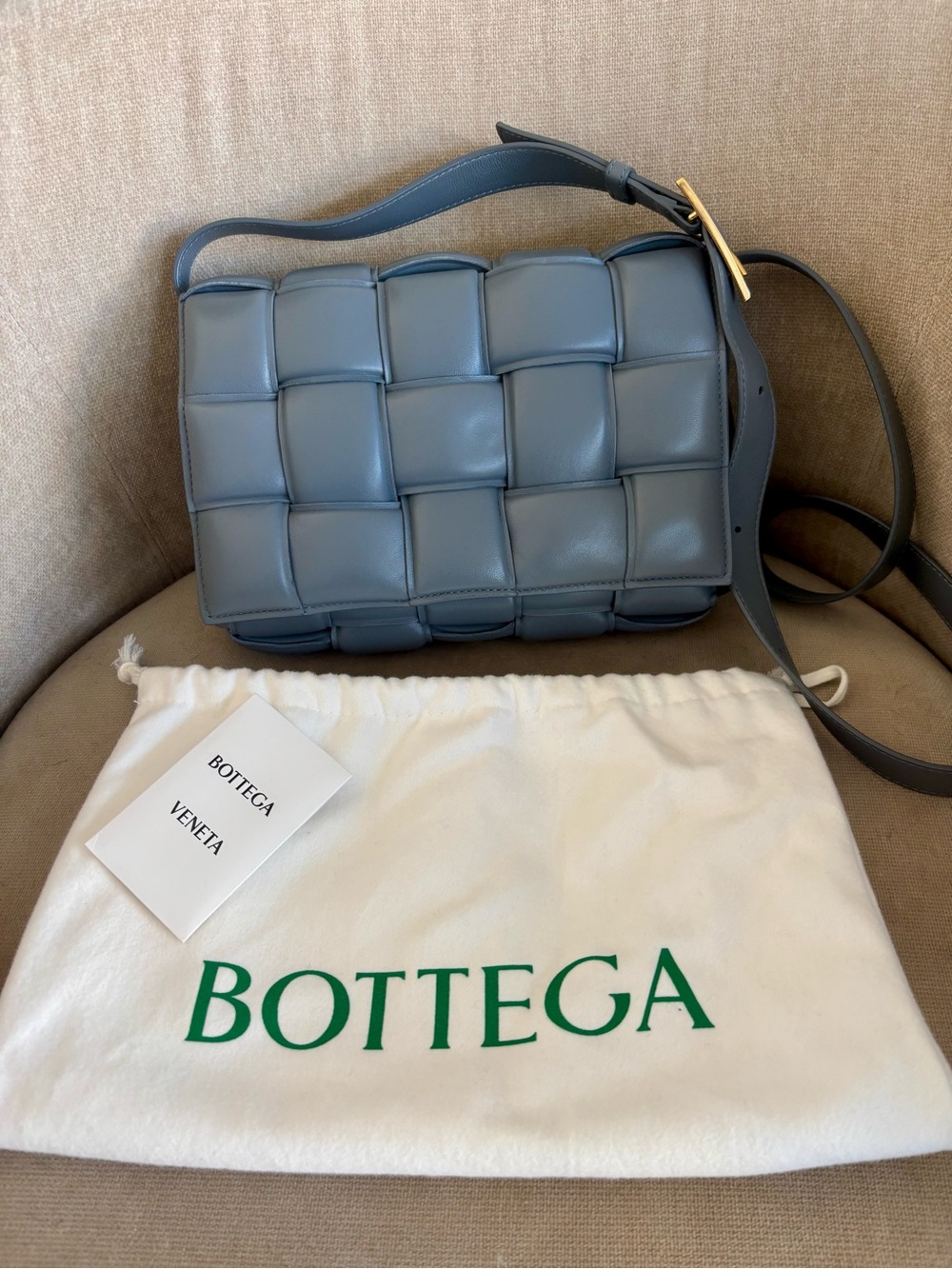 Bottega Veneta Padded Cassette Crossbody in Slate Blue/Gray